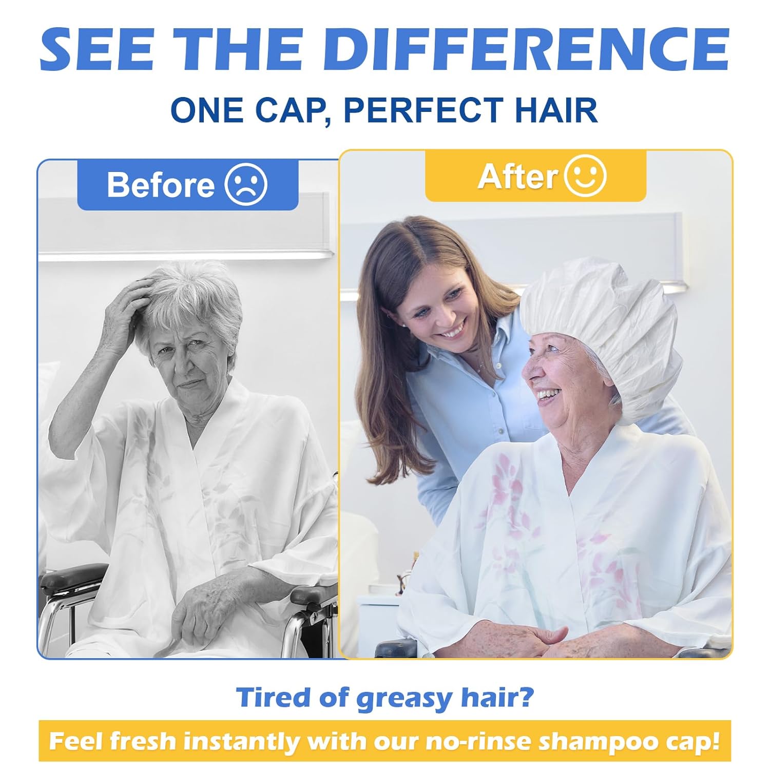 18 Pack Shampoo Caps No Rinse, Waterless Shampoo Caps for Bedridden Patients, Elderly, Women, Adults, Hair Washing Caps for Post Surgery, Hospital Stays, Travel - Image 4