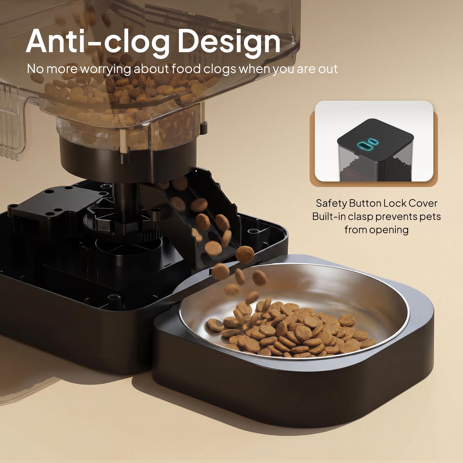 VOLUAS Cat Dry Food Dispenser with Timer, Automatic Cat Feeders with Desiccant Bag, Programmable Portion Size Control 4 Meals Per Day, 10s Voice Recorder - image 3