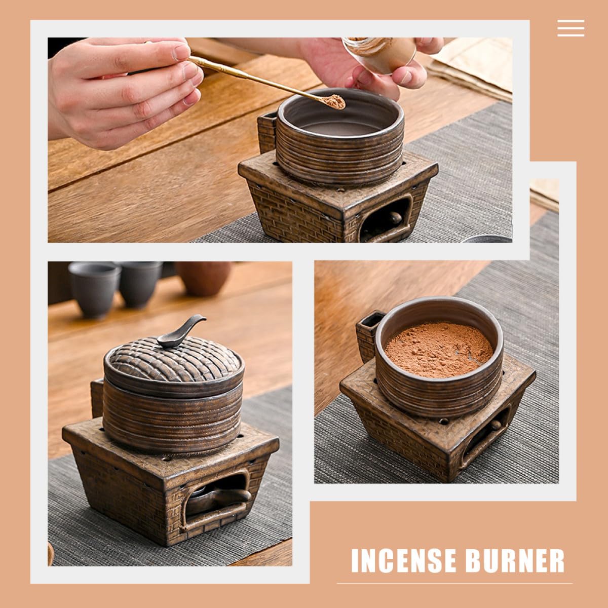 NUOBESTY Bruciatore di Incenso in Ceramica D’Epoca Piccolo Incensiere Decorativo Elegante per Aromaterapia Domestica Porta Incenso Portatile per Studio Sala Yoga e Meditazione