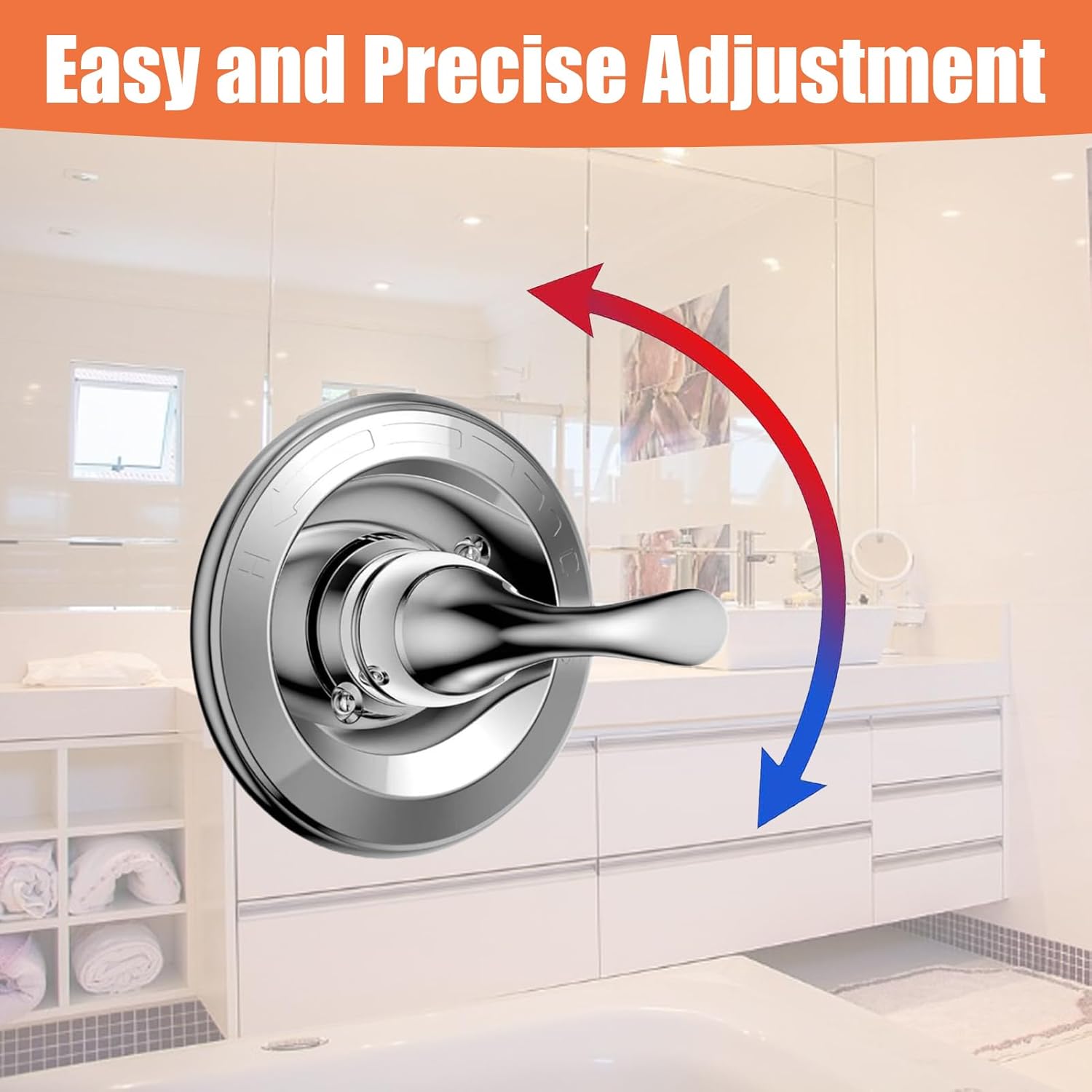 Compatibility Replacement Shower Handle for Delta R10000 Valve, Chrome Trim Lever Compatible with 13/14 Series, Cartridge and Valve Not Included (Chrome Color)