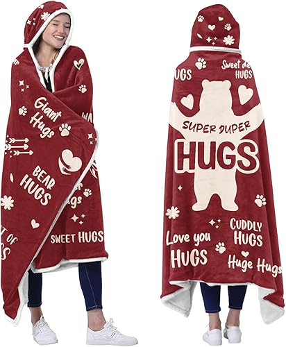 Super Duper Hugs - Manta de forro polar con capucha, regalos inspiradores para mujeres, regalos de cumpleaños de Navidad para mujeres, para amigos,