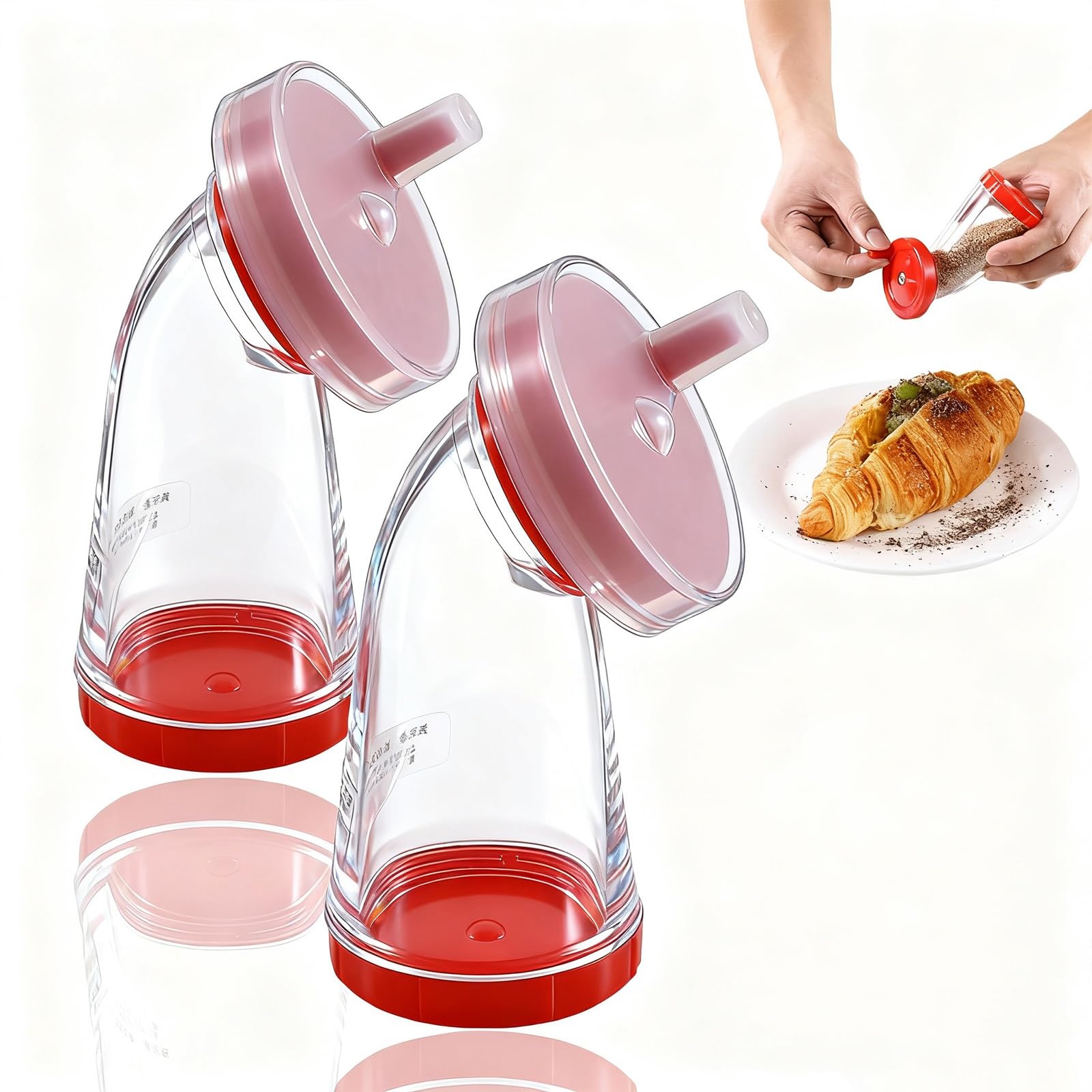 Sesame Seed Grinder – Manual Sesame Mill for Fresh Flavor, Flaxseed Grinder, Easy Twist for Rice, Salads, Noodles & Stir-Fries, Compact 4.5 in, Plastic Body & Stainless-Steel Core(2pcs)