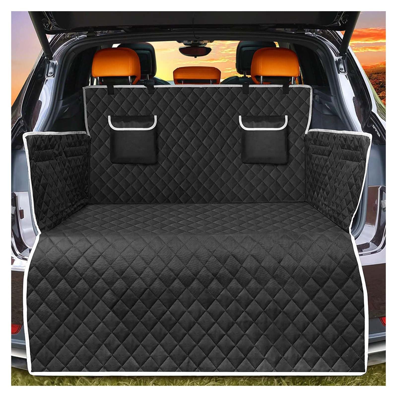 NBONNXML For Bravo Doblo Panda Punto Tipo Topolino Ulysse 124 Spider Dog Car Boot Liner, Waterproof Pet Boot Protector with Bumper Protection, Cargo Liner for Dogs with Storage Pocket,B