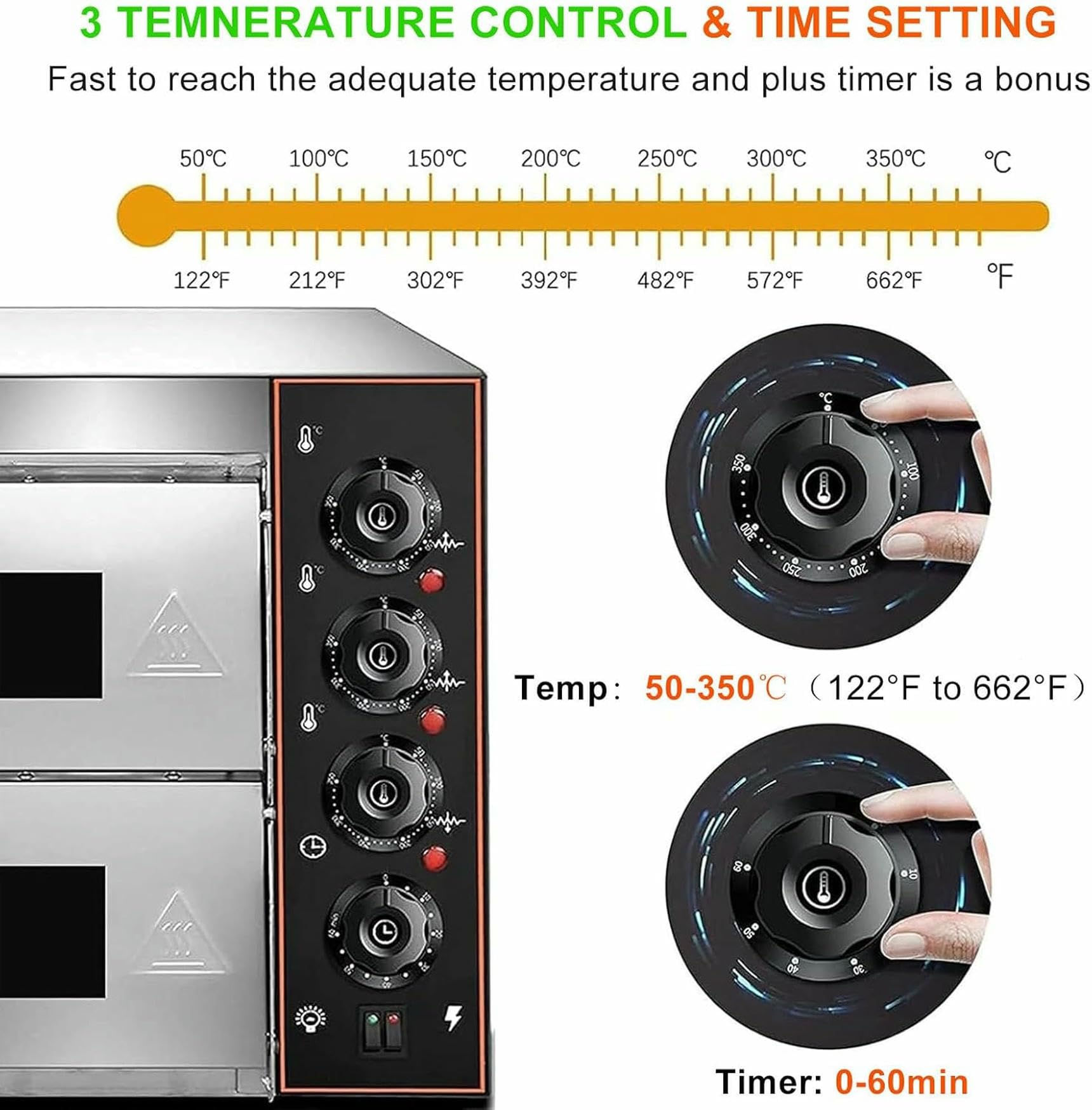 Forno Di Pizza Controsoffitto Commerciale, Tostapane Elettrico In Acciaio Inossidabile Con Manico E Griglia 40 Cm Per Pretzel In Cottura A Doppio Ponte Fatto In Casa, Timer Da 10-60 Minuti, 3000W