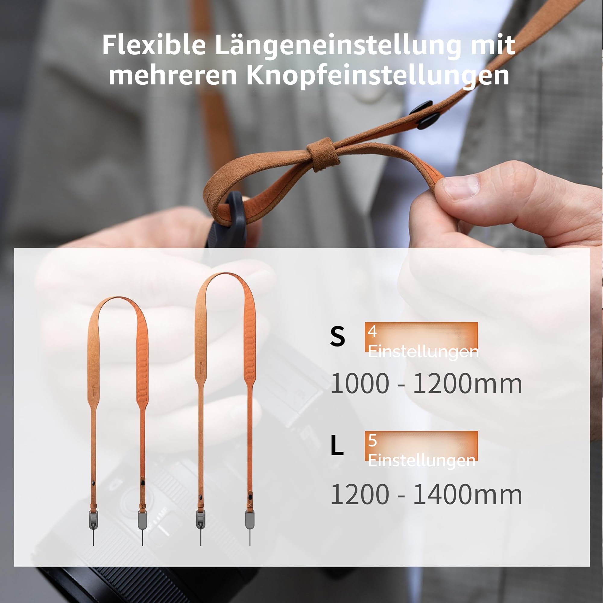 PGYTECH Kamera-Schultergurt Air im Retro-Stil, Kameragurt mit Schnellverschluss, Verstellbarer 120–140CM Kamera-Umhängegurt für Kompaktkameras von Nikon/Canon/Sony/Fuji (Erdbraun) L