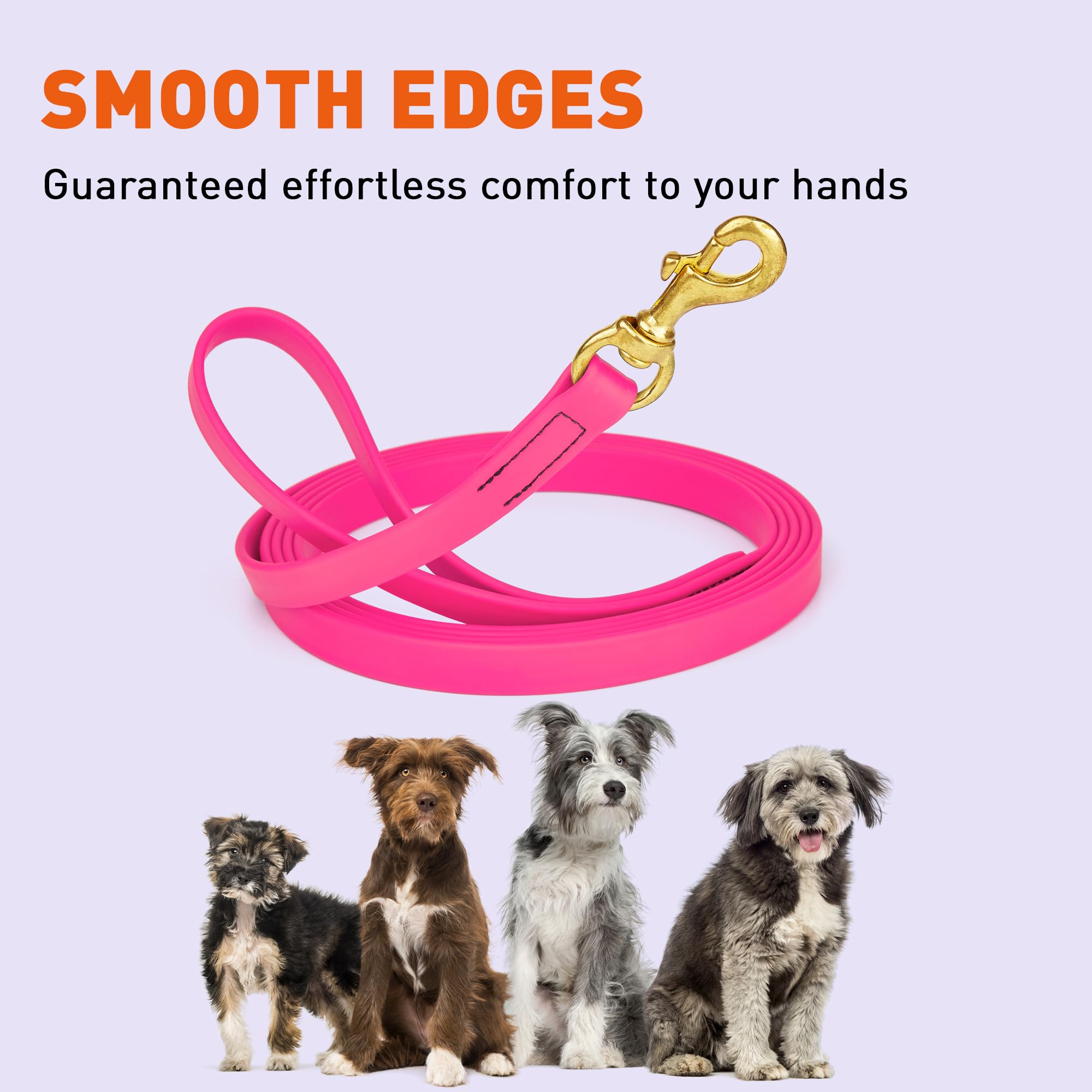 Viper Biothane K9 Correa impermeable para perros de entrenamiento Schutzhund a prueba de olores con broche de latón macizo para perros medianos y grandes, 10 metros, rosa fruta de la pasión