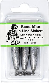 Beau Mac in-Line Sinker | SIL | Precision Weighted Drift Fishing Sinker for River, Stream, Float Fishing | Durable | Ideal for Steelhead, Salmon & Trout