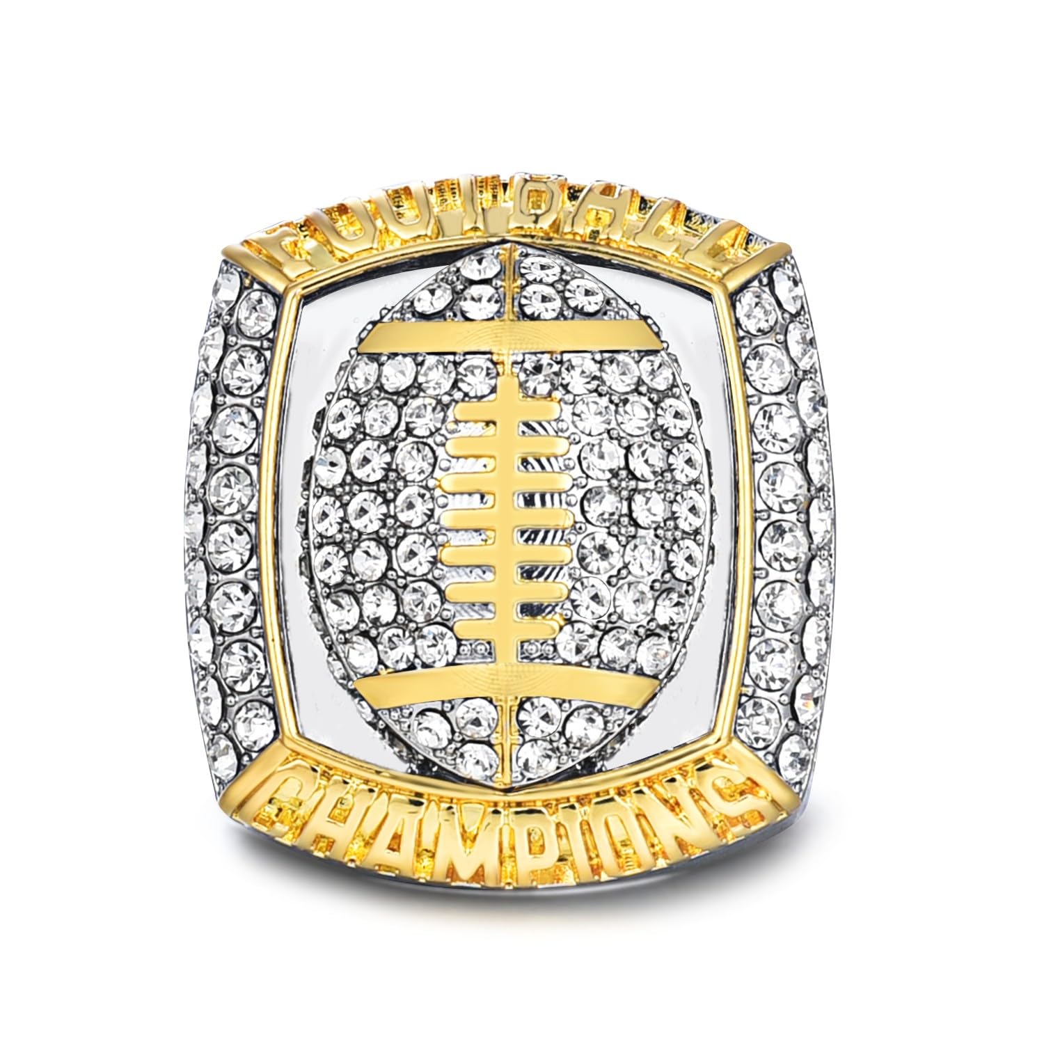 charlinliol Football Championship Ring, Crystal Rhinestone Studded, Two-Tone Gold and Silver, Sports Champions Memorabilia (SIZE 11)