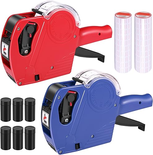 Pistola de etiquetas de precio MX5500, 2 paquetes de pistolas de precios con 10,000 calcomanías de etiquetas y 6 rodillos de tinta adicionales, kit