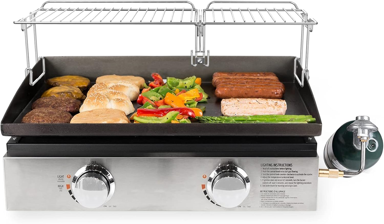 only fire Griddle Warming Rack Fits for 22" Blackstone Griddles, One-Step Clip On Attachment