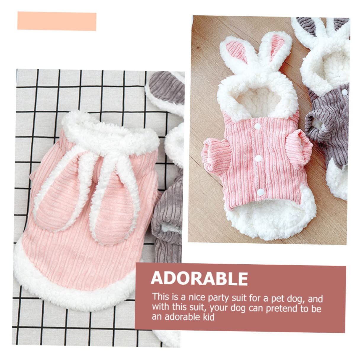 INOOMP 3 Pz Vestiti per Cani in Pile Vestiti con Cappuccio per Cuccioli Costumi Cosplay Felpa con Cappuccio Cosplay da Festa Oggetti di Scena Autunno e Inverno a Coste Rosa