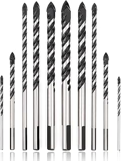 COMOWARE 10-Pc Masonry Drill Bit Set, Carbide Tipped 1/8"-1/2" for Concrete, Brick, Tile, Glass, Cement - Professional Precision Drilling