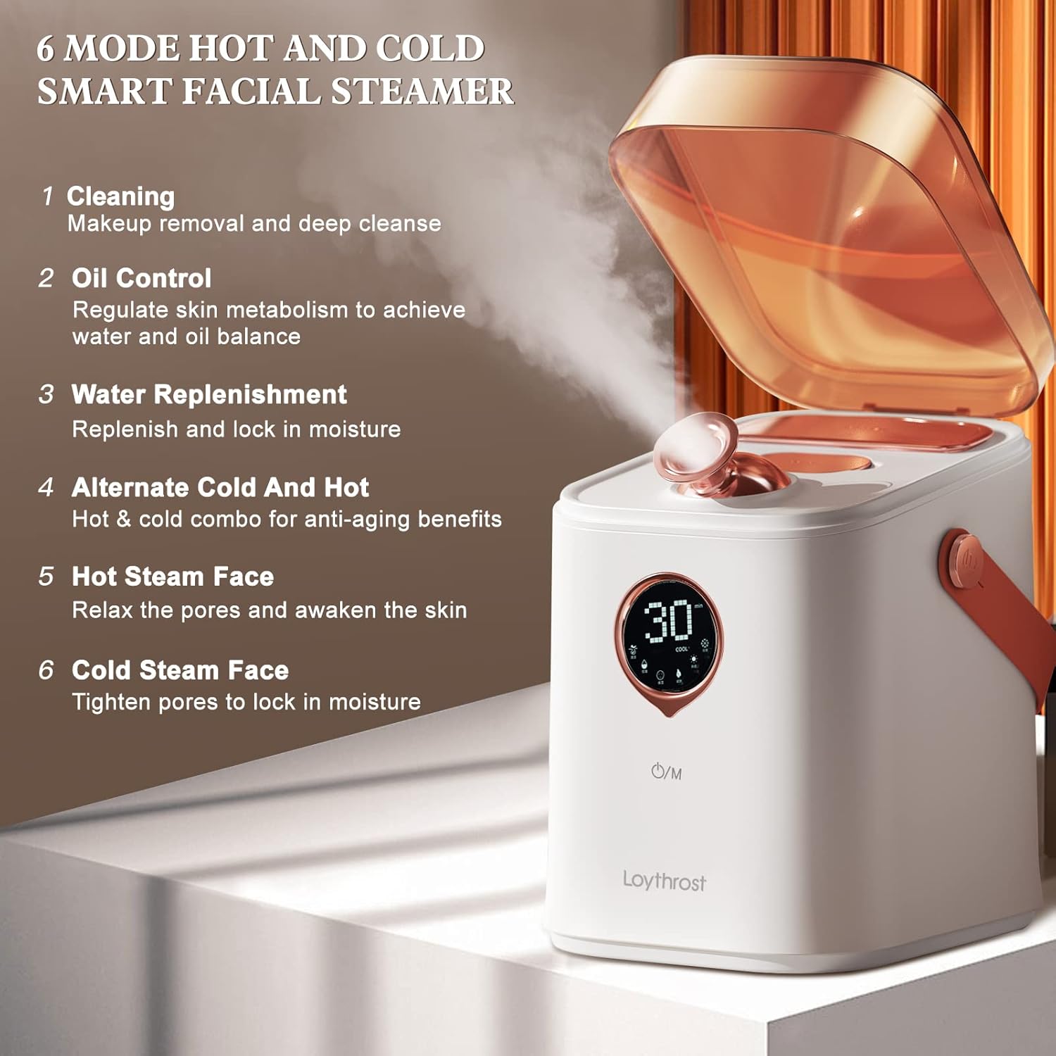 Facial Steamer, Professional Hot and Cold Face Steamer with 6 Customizable Beauty Modes, Nano Ionic Mist Aromatherapy Steamer for Women Skin Care Deep Cleaning Moisturizing Facial SPA at Home : Beauty & Personal Care