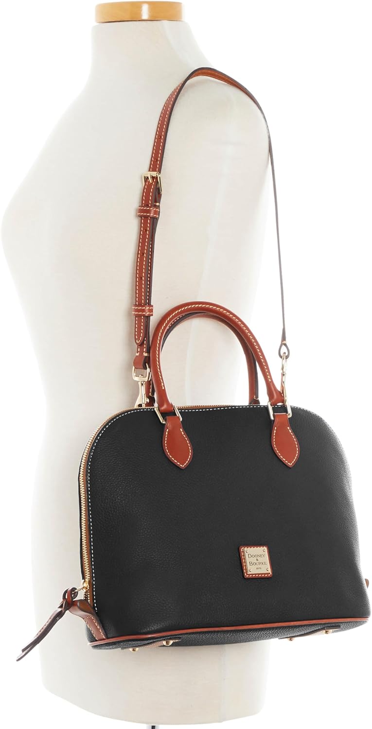 Dooney & Bourke Women's Domed Satchel in Pebble Grain Leather, Large Handbag with Adjustable Detachable Shoulder Strap - Image 5