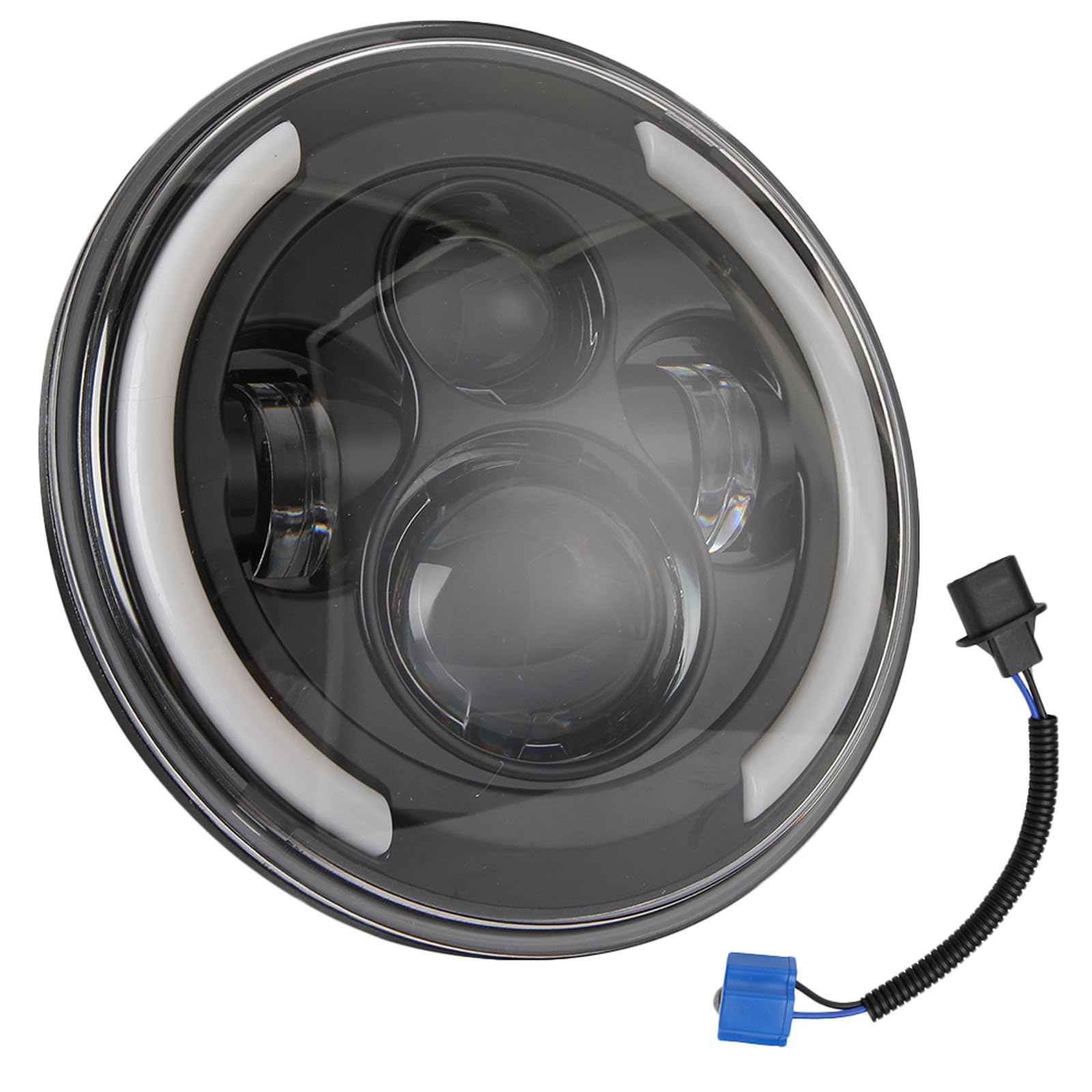 VANZACK Faro de Motocicleta Redondo LED de 7 Pulgadas 200 W Negro