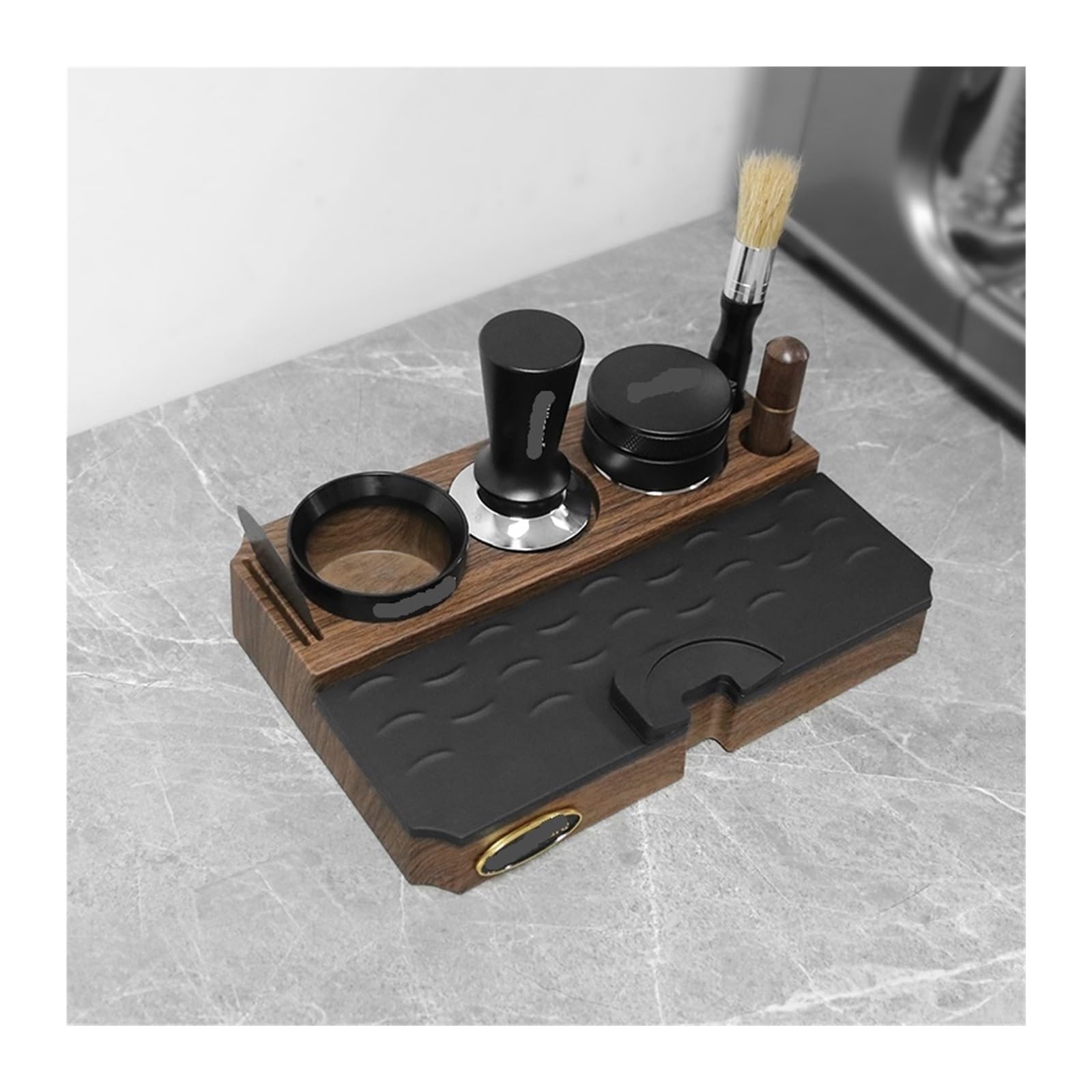 Estación De Apisonamiento De Café, Portafiltro De Café Expreso, Alfombrilla De Almohadilla De Manipulación, 51mm, 54mm, 58mm, Herramienta De Barista for Máquina De Café Expreso(Wood Grain)
