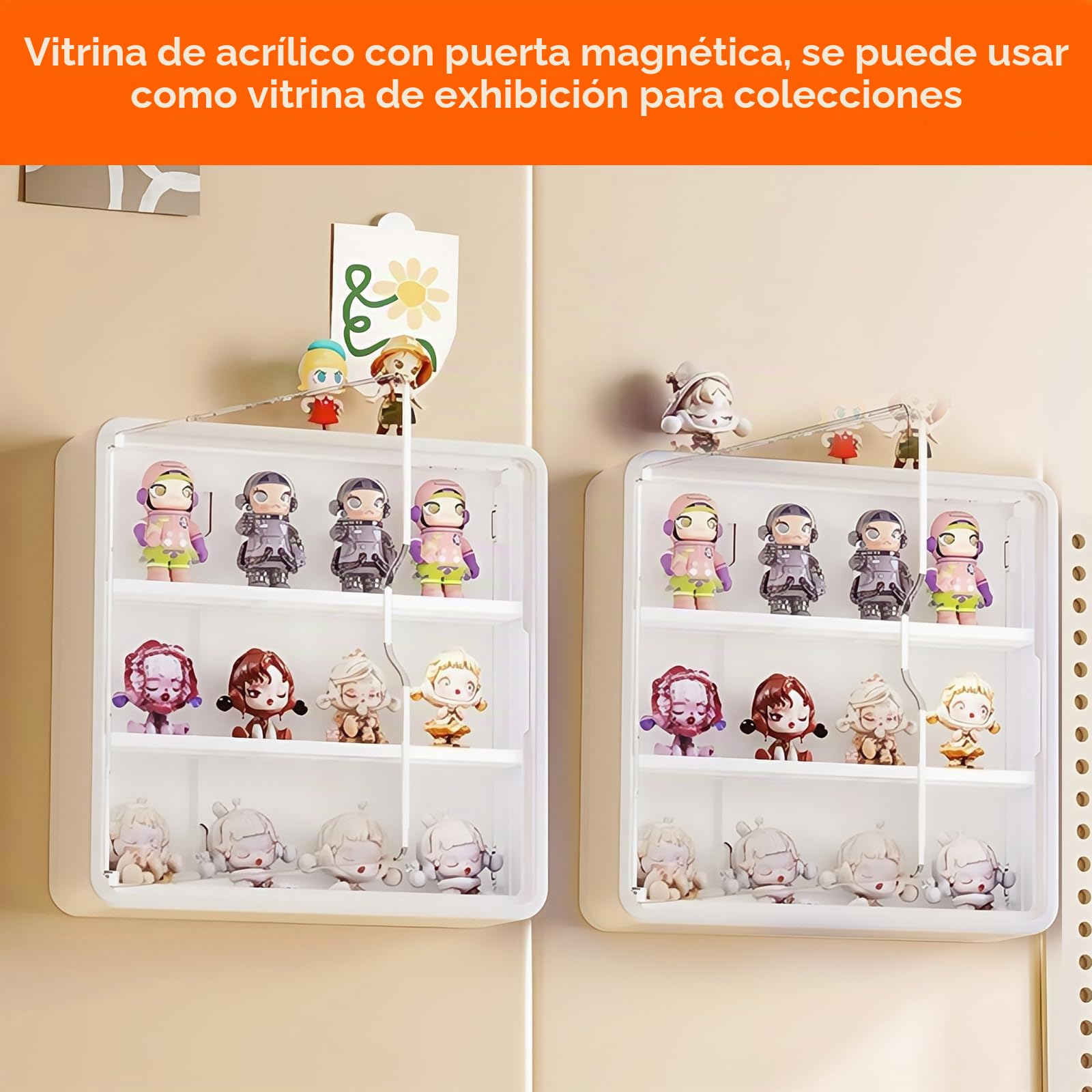 Vitrina de acrílico para colección: caja de exhibición acrílica con puerta magnética - Caja de almacenamiento transparente de 3 capas a prueba de polvo para coleccionables, figuras de acción