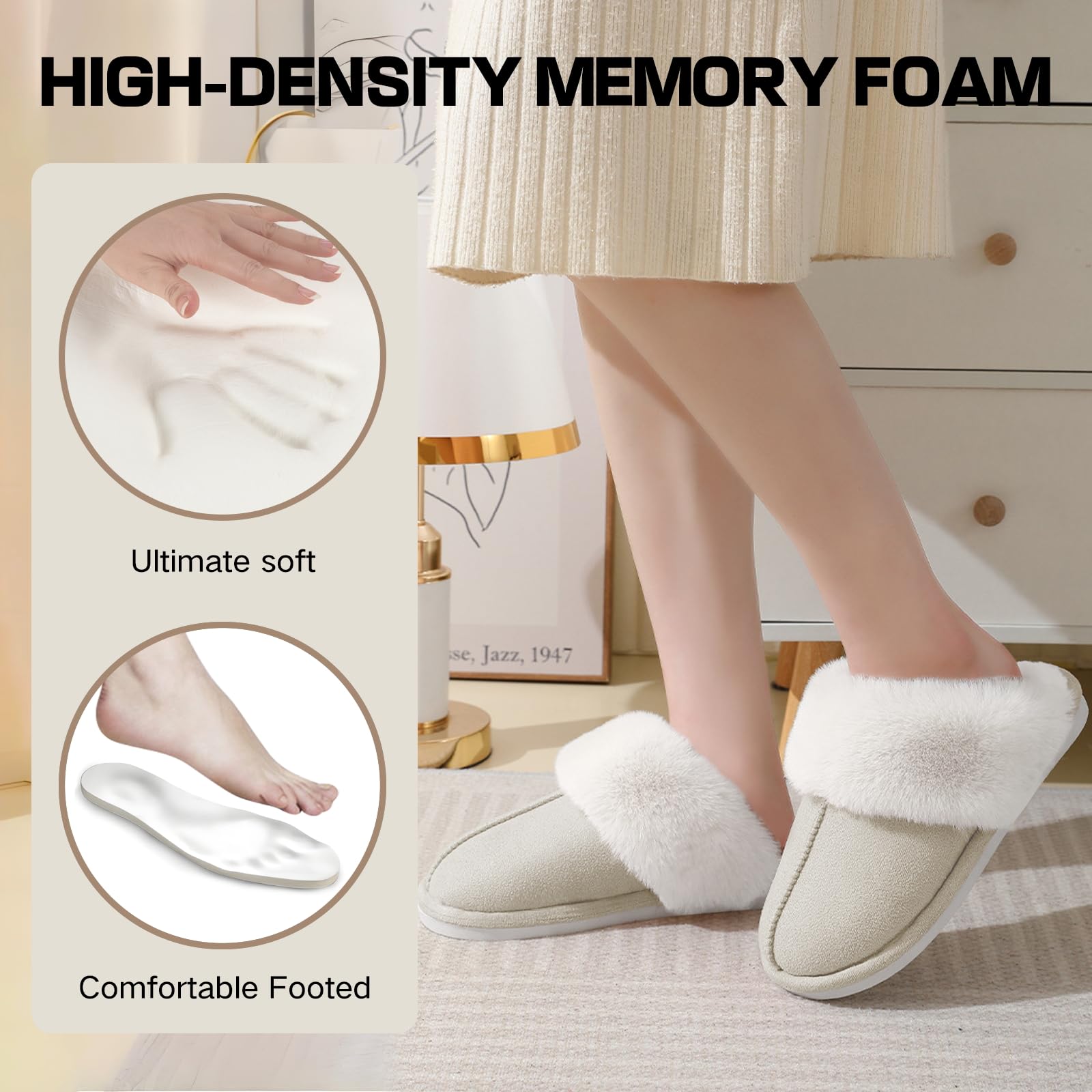 RUVVDR Pantofole Donna Uomo Ciabatte Donna Uomo Invernali Comode Pelose Ciabatte Casa di Cotone Morbido Antiscivolo Slippers Interno & Esterno