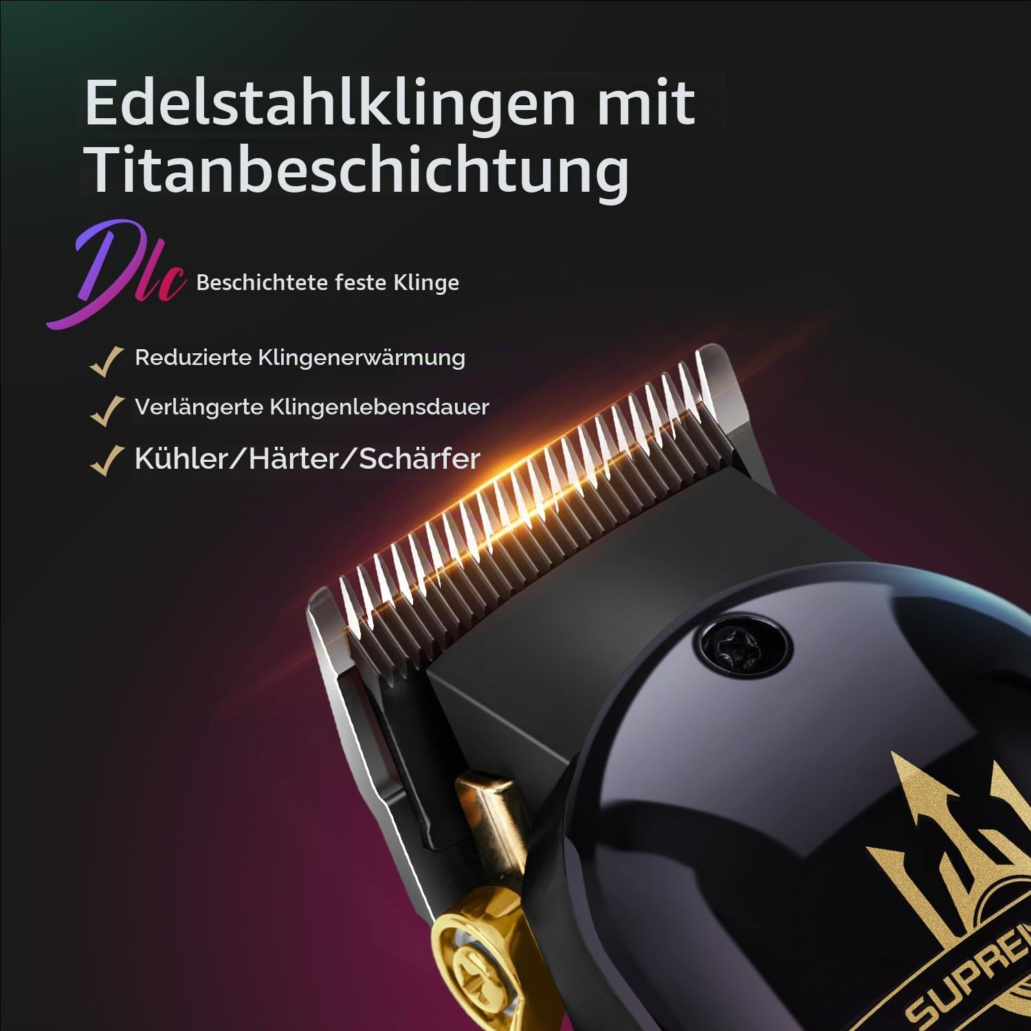 SUPRENT PRO Professionelle Haarschneidemaschine für Männer – Premium-Friseur-Haarschneidemaschine mit DLC-beschichteter Klinge und bürstenlosem Motor – Geschenk für Männer (Rot)