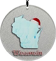 Vista 116 de Vermont Christmas Ornament - Winter Theme Featuring Snow, State Terrain Map and Santa Cap - 2025 Hanging Acrylic Disc Decoration For Tree - Unique