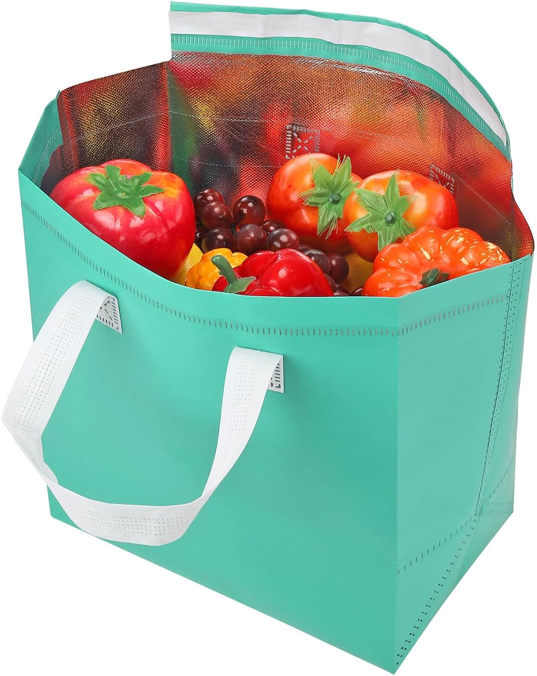 PATIKIL Insulated Take Away Bags, 35 Pcs Insulation Cooler Bag Grocery Thermal Bags 9.4 x 5.9 x 10.2 Inch for Hot Cold Frozen Food Delivery, Mint Green