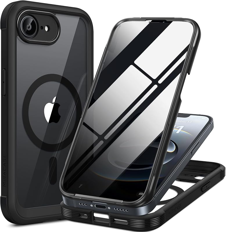 for iPhone 17e & 16e Case with Built-in Private Screen Protector, [Magnetic with MagSafe] Full-Body Phone Cover Military Drop Proof 17 E/ 16 E Bumper 6.1 inch, Black