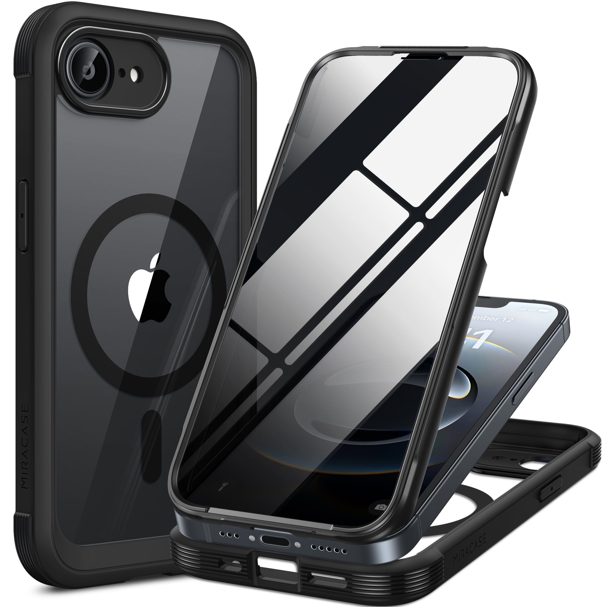 Photo 1 of Miracase for iPhone 17e & 16e Case with Built-in Private Screen Protector, [Magnetic with MagSafe] Full-Body Phone Cover Military Drop Proof 17 E/ 16 E Bumper 6.1 inch, Black