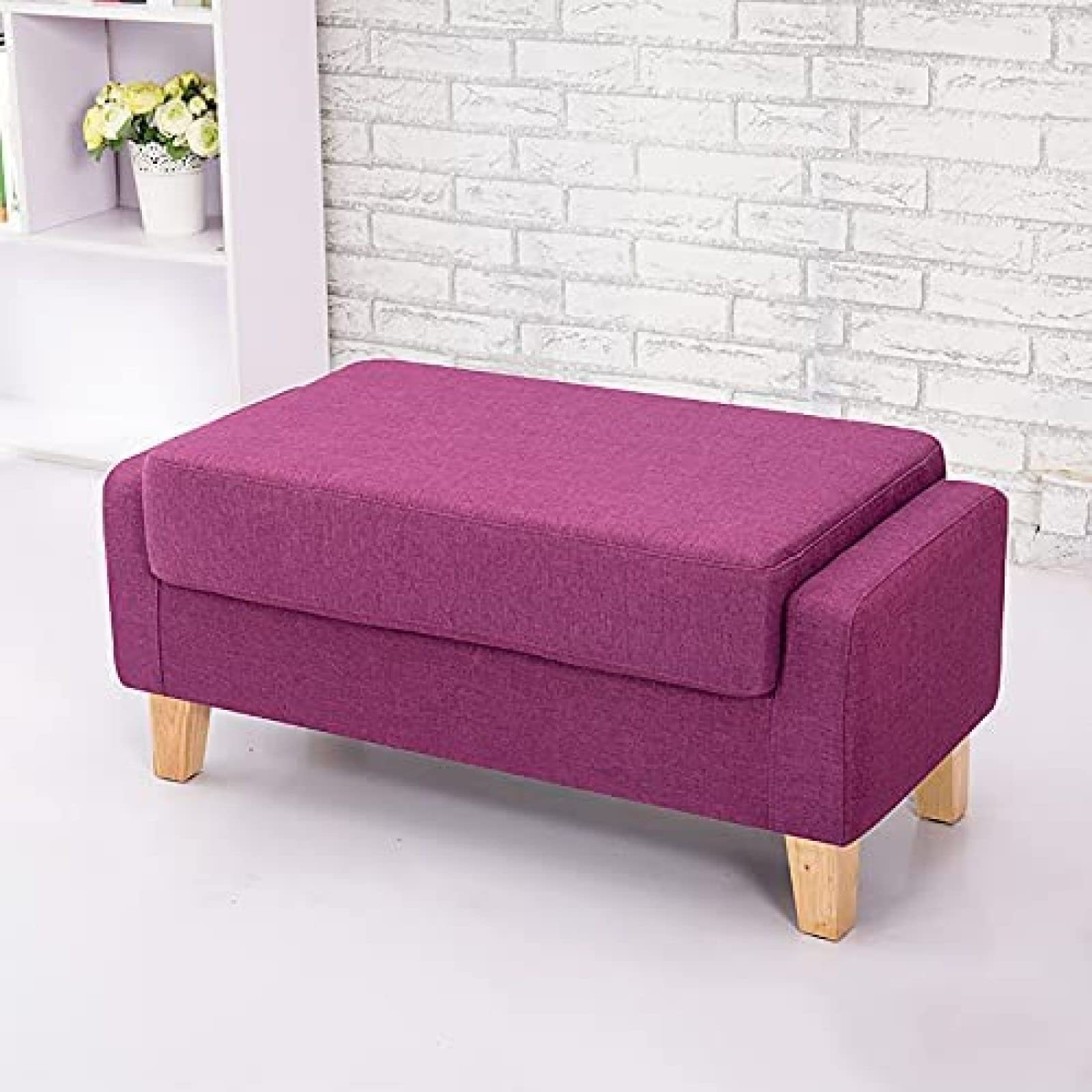 Tabouret repose-pieds en bois massif banc de bout de lit moderne 90x45cm