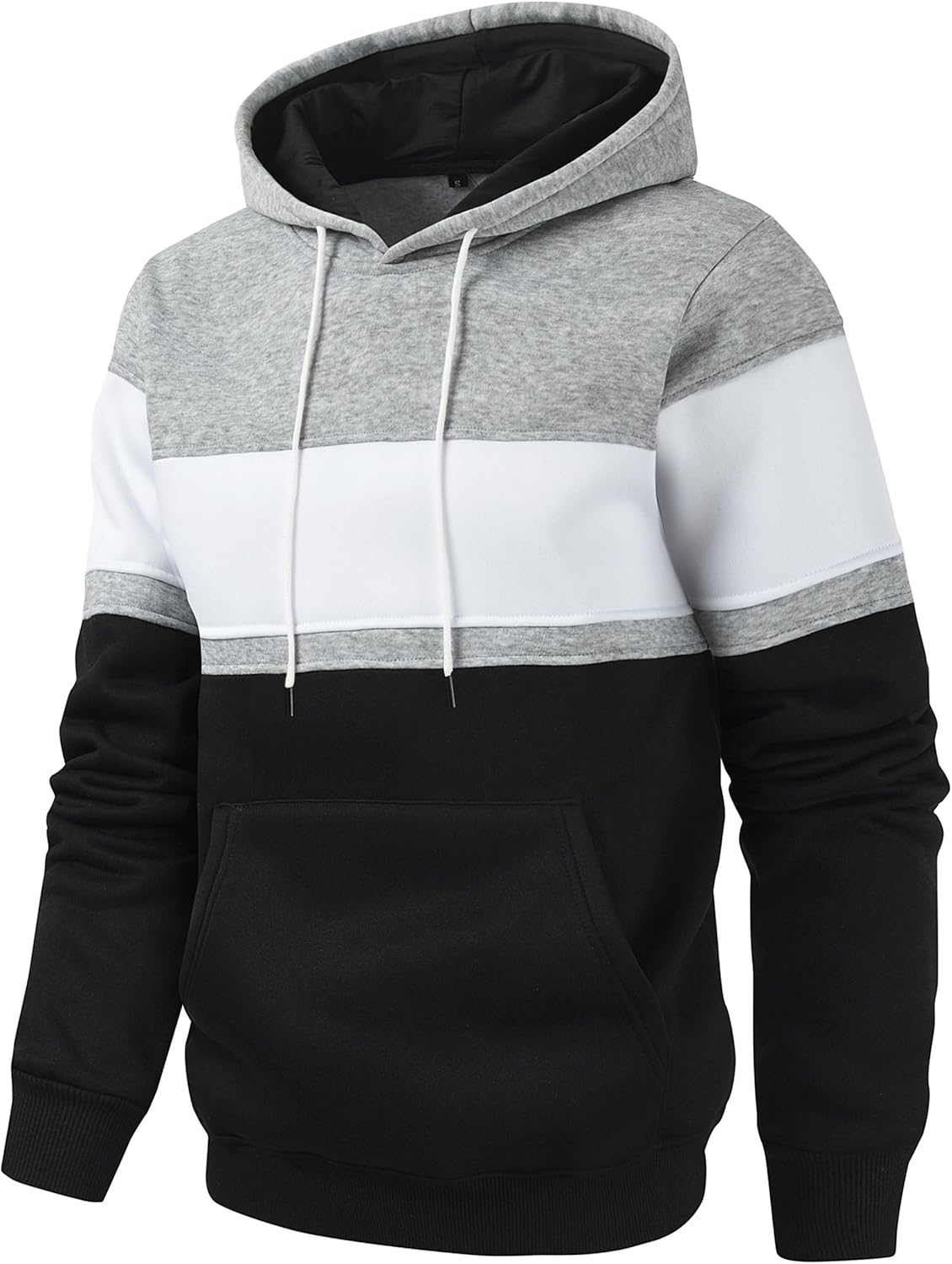Men's Novelty Color Block Pullover Hoodie Casual Fleece Long Sleeve Hooded Sweatshirt - Image 3