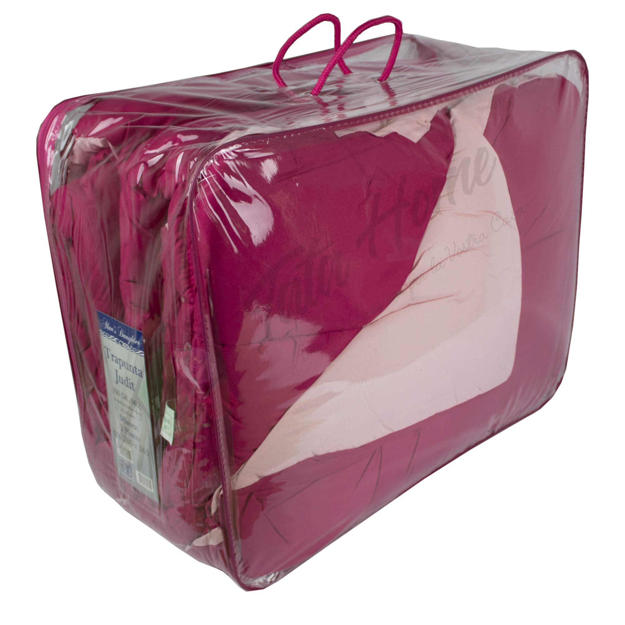 Tata Home Judit Trapunta Tinta Unita Duble Face Invernale Imbottita 350 gr/mq 100% Morbida Microfibra di Poliestere Misura 1 Piazza Letto Singolo 180x260 cm Colore Rosa Fucsia