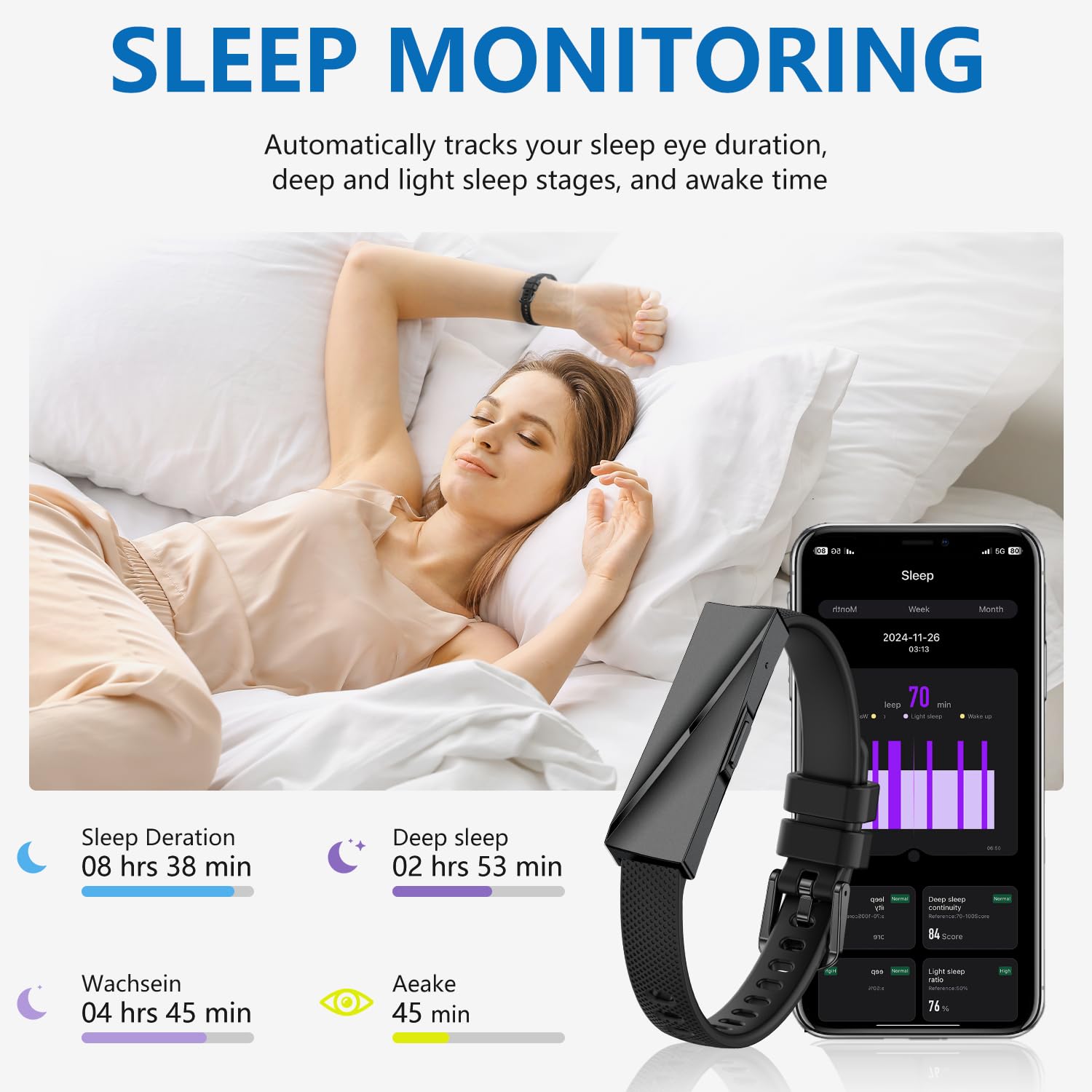 Podomètre Montre Fitness Tracker 170 modes de sport (D-B)