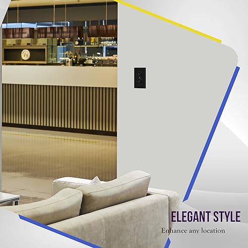 Miniatura 20 de ENERLITES Placa de pared dúplex para toma de receptáculo, cubierta de toma de corriente eléctrica, acabado brillante, tamaño mediano de 1 banda