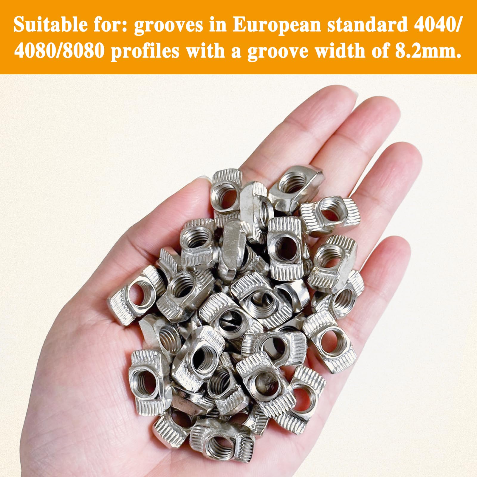 60 pietre scanalate M8, filettatura M8, scanalatura da 10 mm, 8 lunghezze scanalate, acciaio al carbonio, profilo 40 x 40, adatte per scanalature profilate in alluminio (EU40-M8). Adatto per progetti