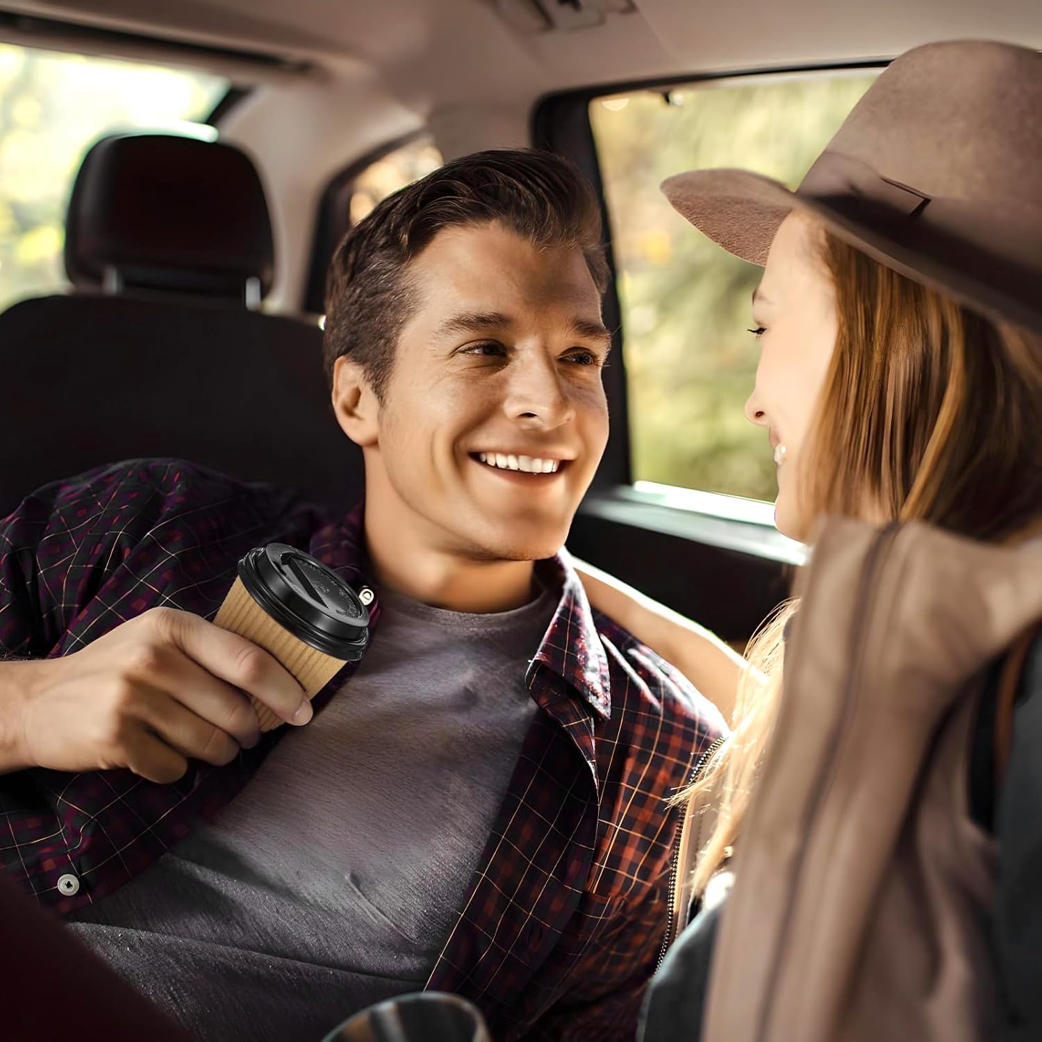 100 Set 4oz Disposable Espresso Cups with Lids, Disposable Coffee Cups with Lids, Ripple Corrugated Paper Coffee Insulated Hot Ripple Cup for hot Chocolate, Tea, and Cocoa Drinks