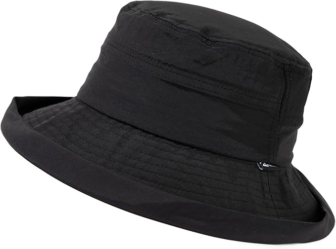Sombrero tipo bucket con ala ancha para mujer negro L miniatura 8