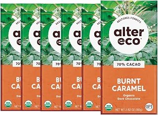 Alter Eco | Dark Chocolate Bars | Pure Dark Cocoa, Fair Trade, Organic, Non-GMO, Gluten Free (6-Pack Burnt Caramel)