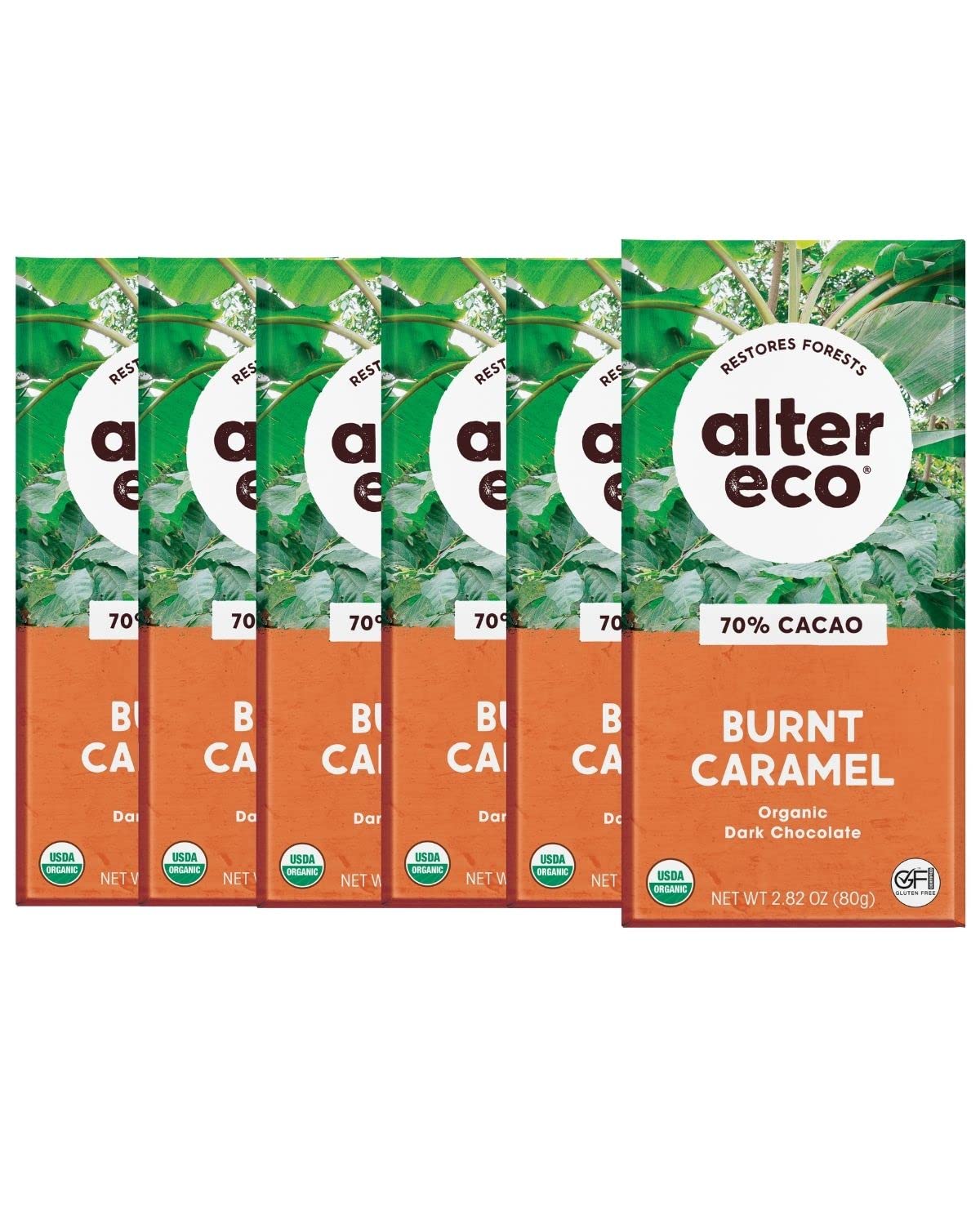 Alter Eco | Dark Chocolate Bars | Pure Dark Cocoa, Fair Trade, Organic, Non-GMO, Gluten Free (6-Pack Burnt Caramel)
