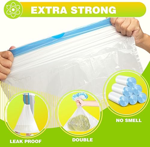 Miniatura 4 de LEAMOO Bolsa de basura con cordón de 4 galones, pequeñas bolsas de basura de 15 litros, 40 unidades