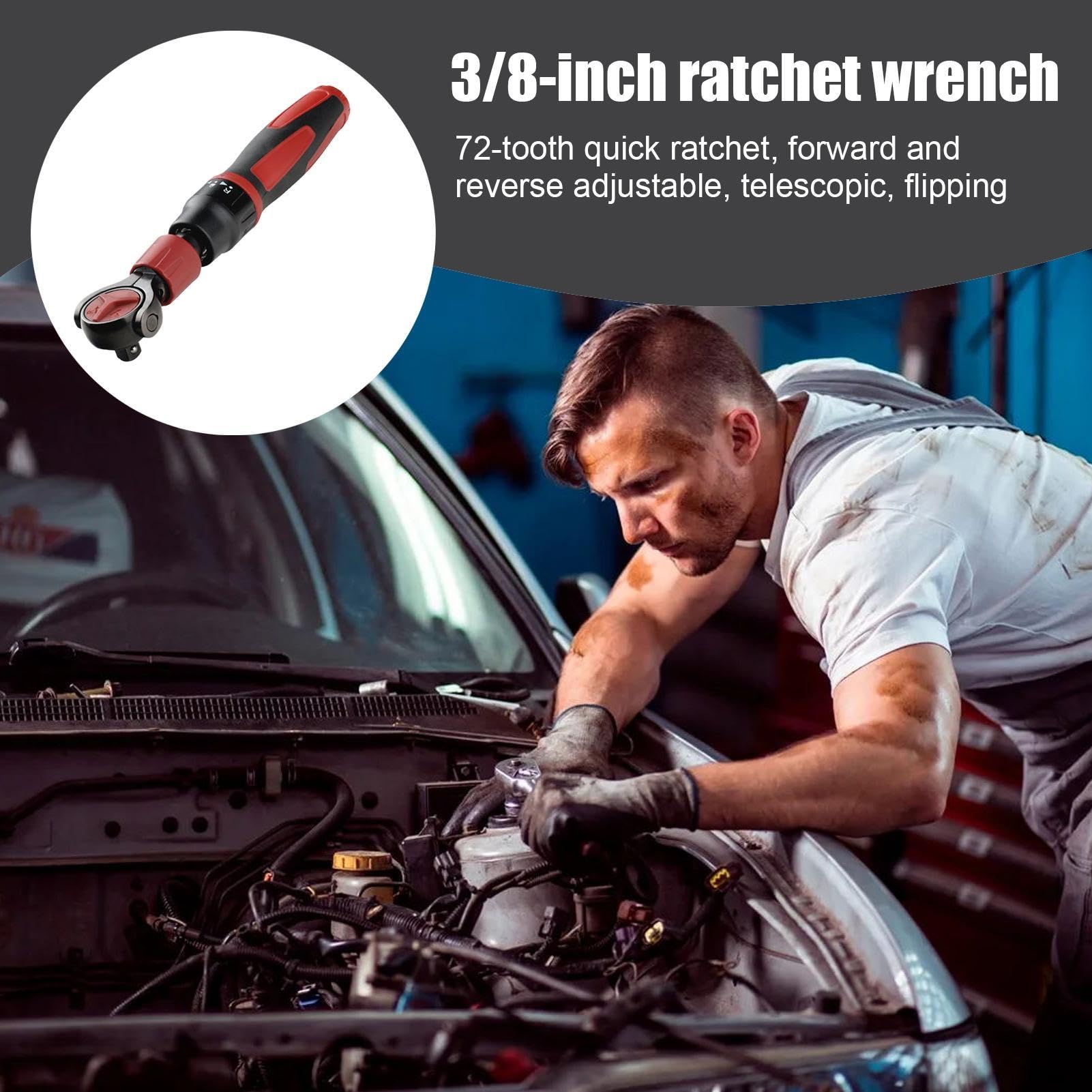 Genérico Chiavi a cricchetto da 3/8", 72 denti, in acciaio