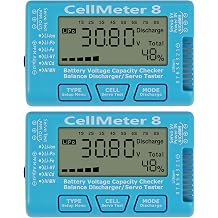UMLIFE 2PCS RC CellMeter 8 Digital Battery Capacity Checker Battery Voltage Tester LCD Backlight for LiPo Life Li-ion NiMH Nicd Cell Meter Battery Checker 8 in 1 cellmeter