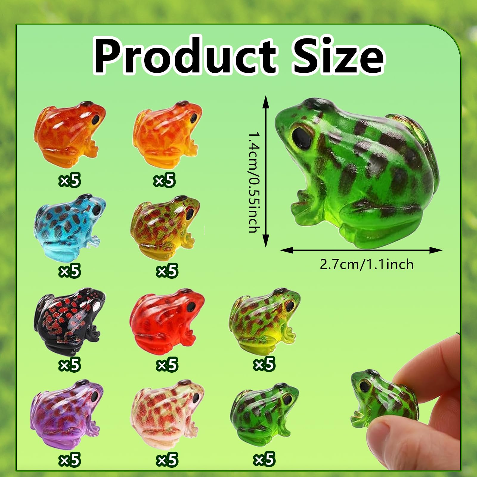 50pcs Mini Luminous Frog Figures - Glow In Dark Resin Frogs For DIY Crafts & Decor