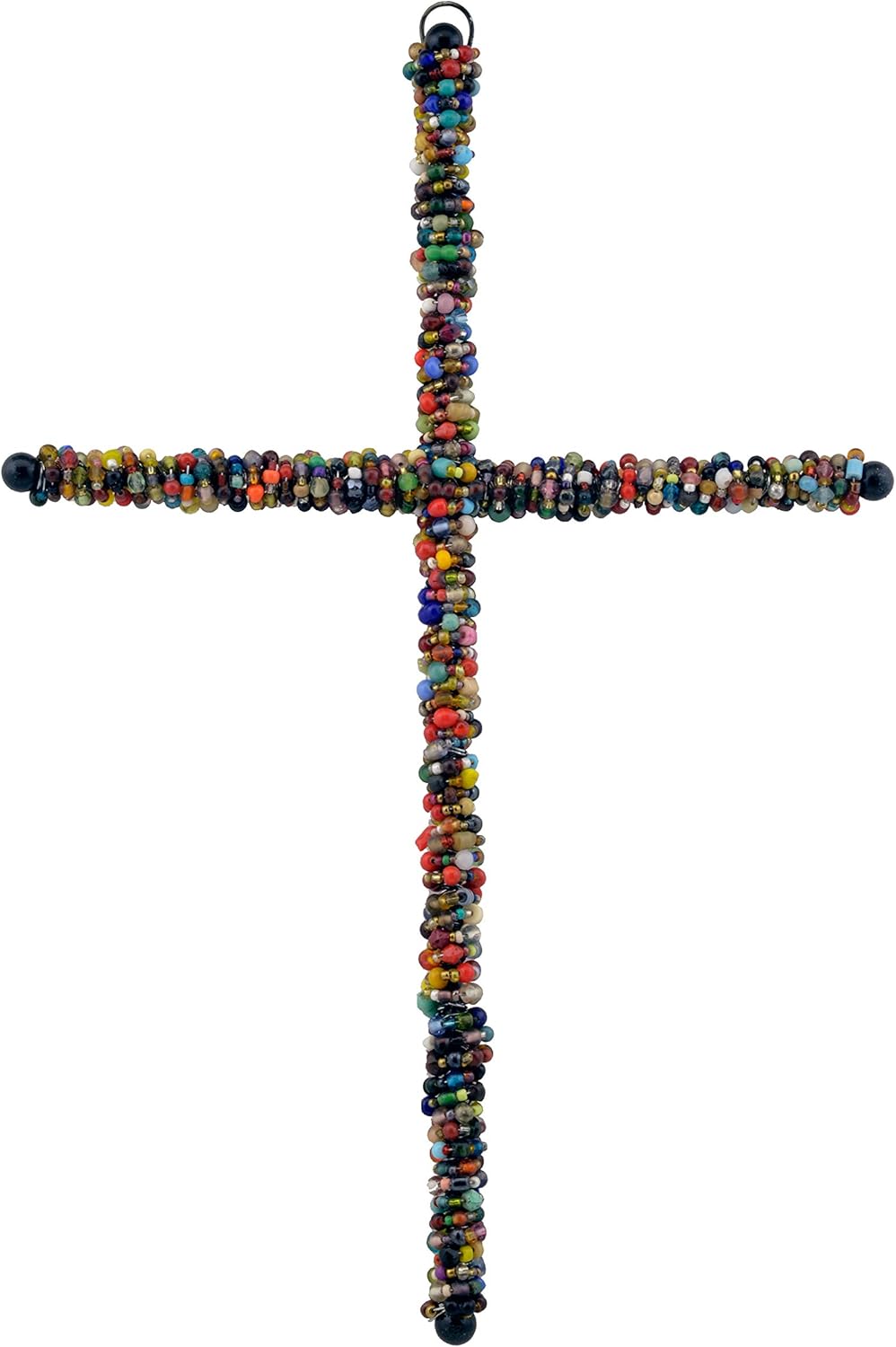 Watch Box Depot Multicolored Beaded Wall Cross Wire-Wrapped Metal Cross Large 12.25"