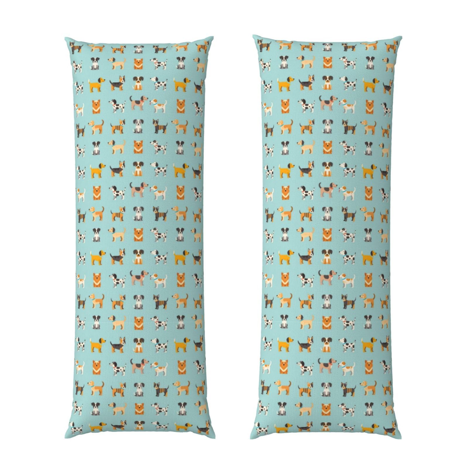 Body Pillow Cover 20x54, Cute Different Dogs, Soft Microfiber Long Pillowcase with Zipper Closure, Breathable Protector for Bedroom Sofa Couch Sleeping