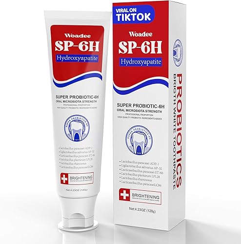 Woadee SP-6 Pasta de dientes hidroxiapatita, SP-6 Pasta de dientes blanqueadora probiótica, 6 probióticos+fórmula de hidroxiapatita para blanquear