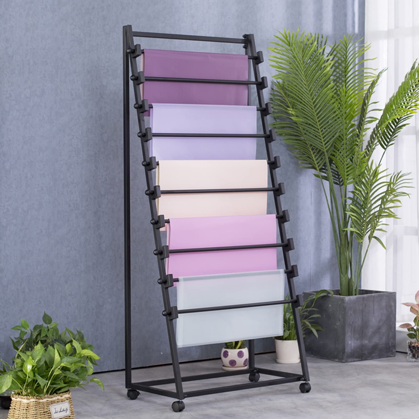 UWYTGF Scarf Hangers Free Standing Scarf Hangers Organizer Holder for Coat/Pants/Tie/Shawl,Non-Slip Scarf Stand with Wheel,Retail Store Scarves Display Rack,Single,Sided,40Cm X 70Cm X 12