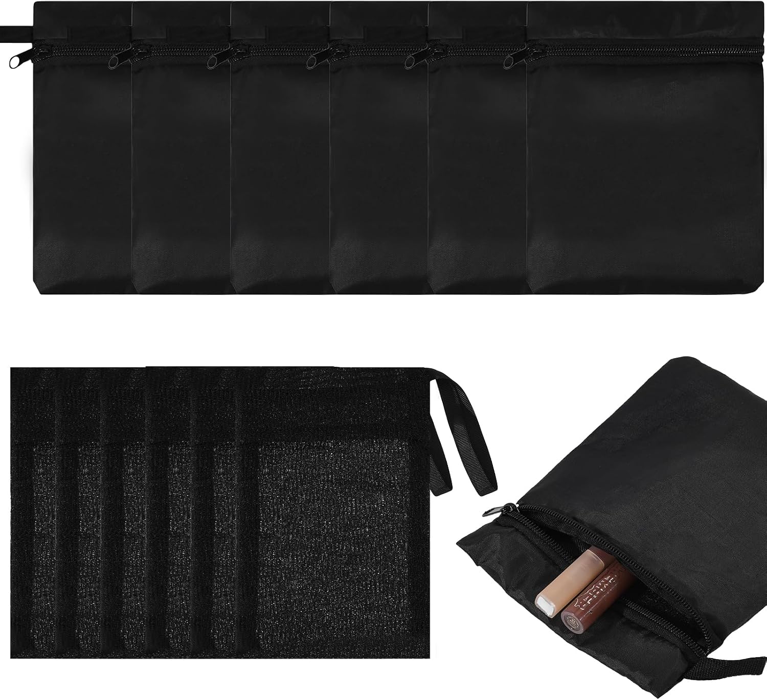 12Pcs 2 Styles Travel Soap Bar Bag Quick Dry Waterproof and Leakproof Soap Bag Set Nylon Foaming Mesh Pouch and Oxford Cloth Waterproof Storage Bags with Zipper Rectangle Black