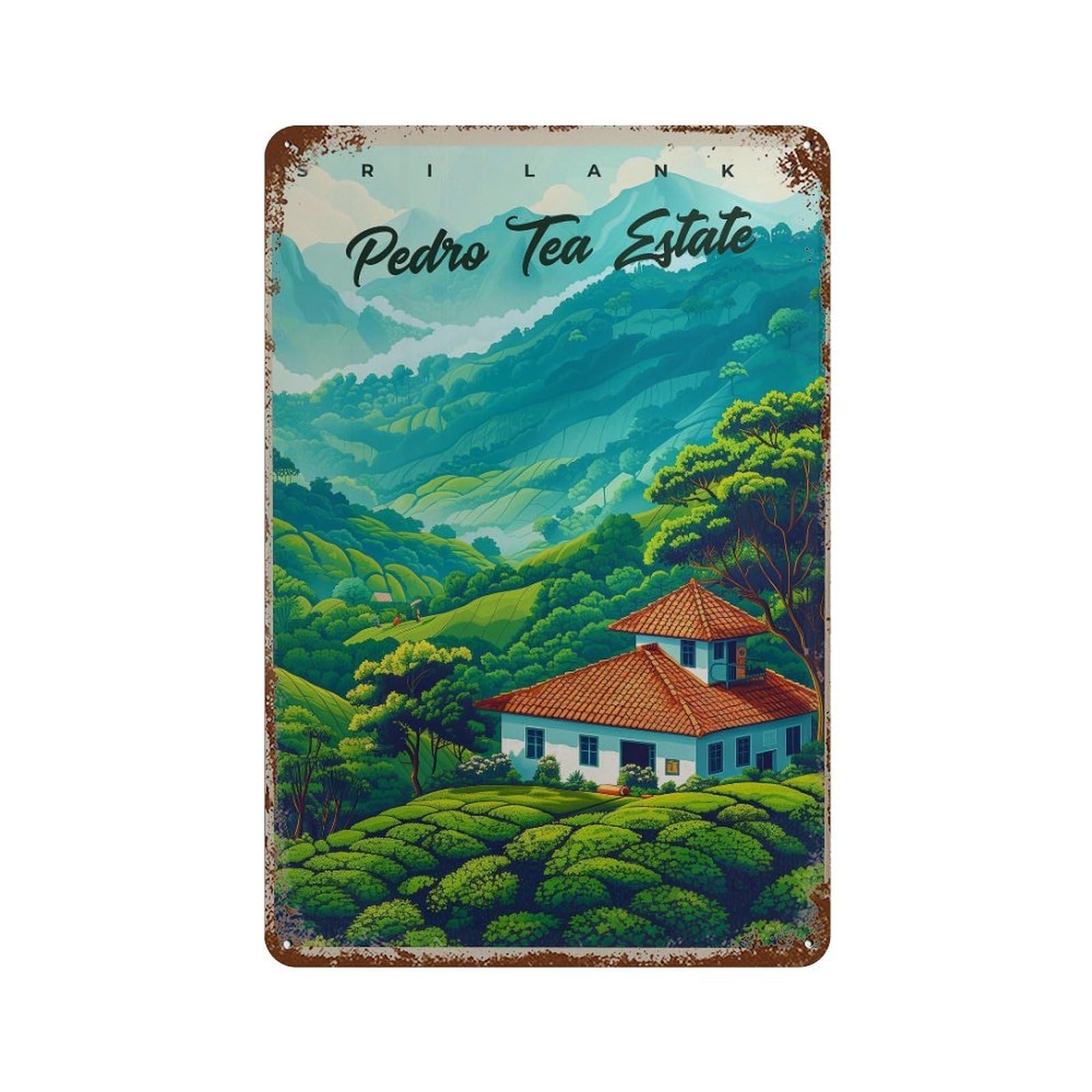 xiaoxiaoshen Pedro Tea Estate Sri Lanka Travel Home & Office Decor Wall Decor Art Metal Tin Poster Modern Home Decor Art Home Bar Shop Decorations Vintage Sign 30x20cm
