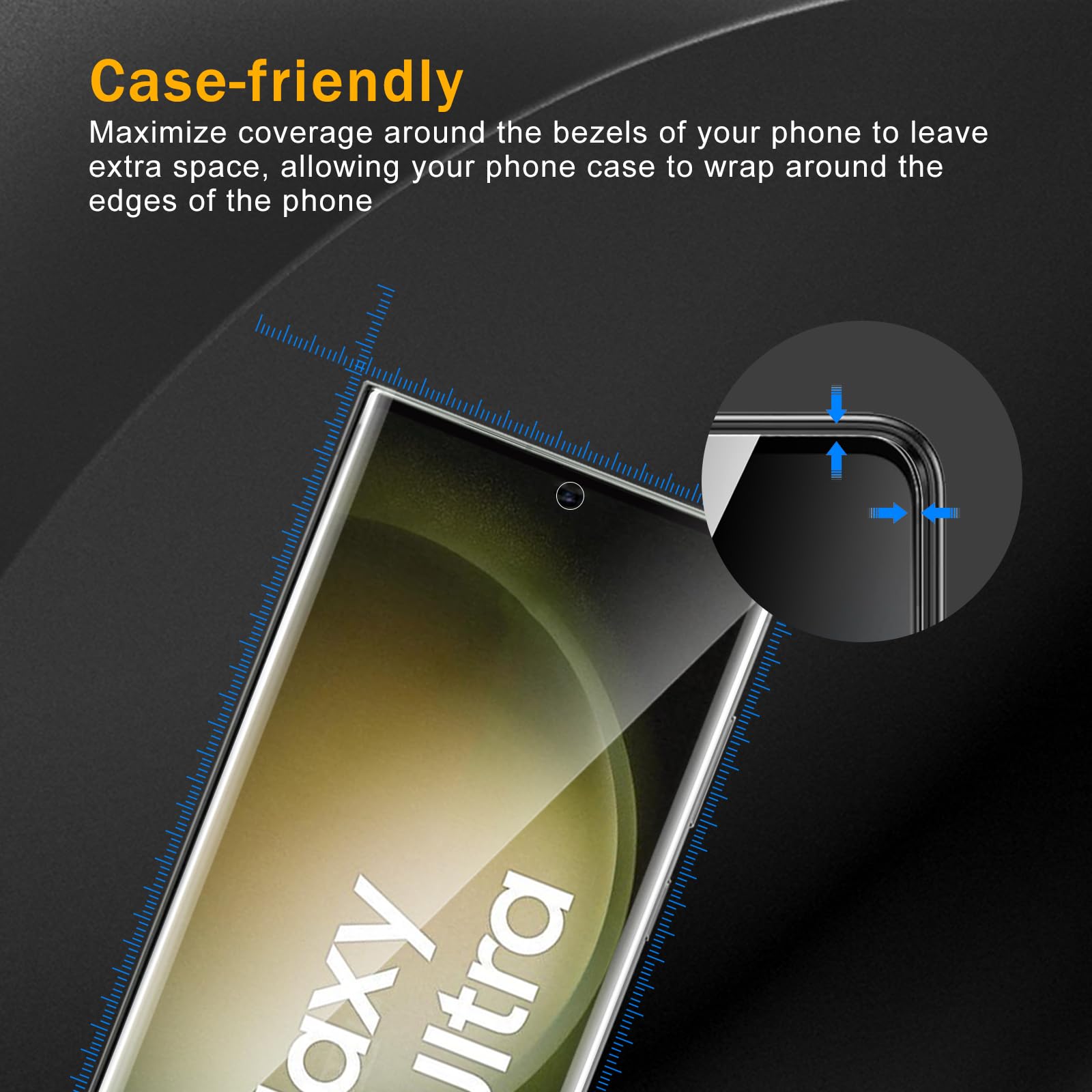 Folia ochronna na wyświetlacz z hartowanego szkła do Samsung Galaxy S23 Ultra, odporna na odciski palców, twardość 9H, odporna na zarysowania, zakrzywiona folia ze szkła hartowanego 3D