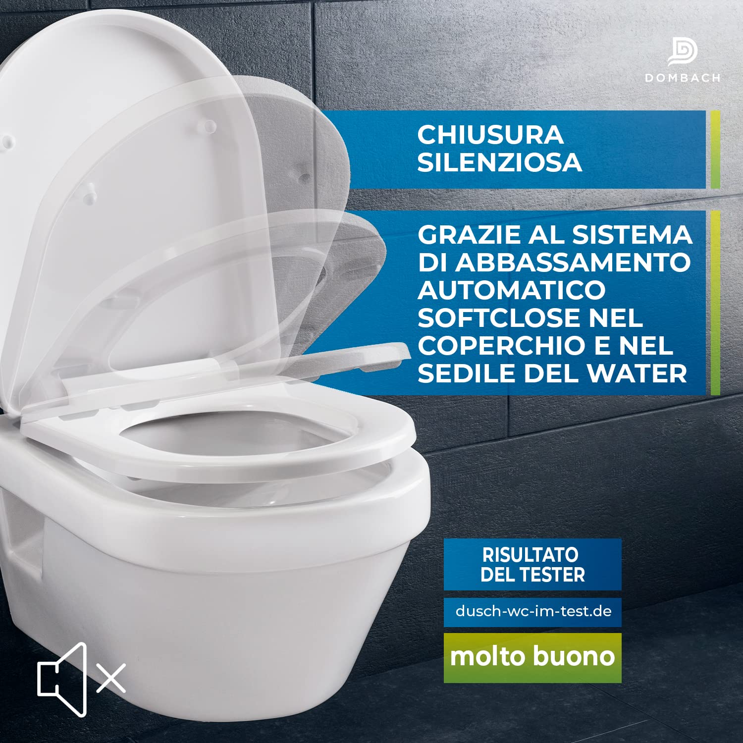 Coperchio WC di alta qualità con abbassamento automatico, rimovibile (bianco), sedile WC con abbassamento automatico, coperchio con abbassamento automatico, occhialini, sedile del water, coperchio WC,