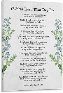 Children Learn What They Live Poem Poster Prayer Wall Art (6) Canvas for Bedroom Living Room Decor 08x12inch(20x30cm) Frame-style